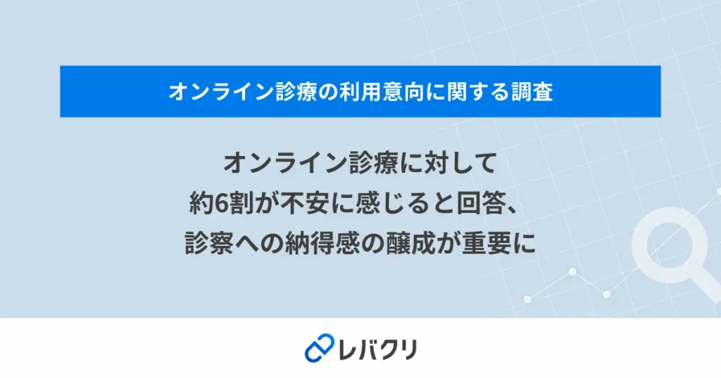オンライン診療に対して約6割が不安に感じると回答、診察への納得感の醸成が重要に