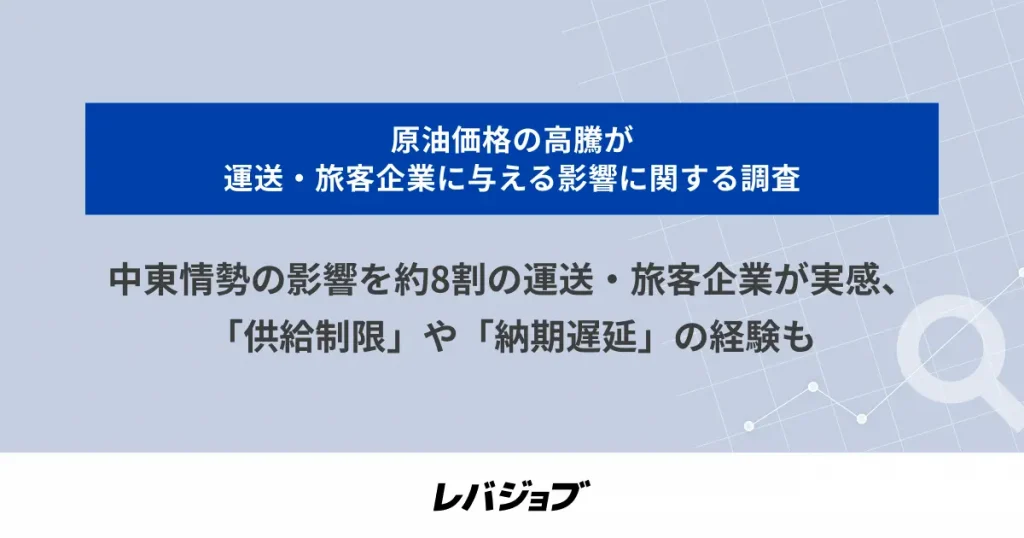 中東情勢の影響を約8割の運送・旅客企業が実感、「供給制限」や「納期遅延」の経験も